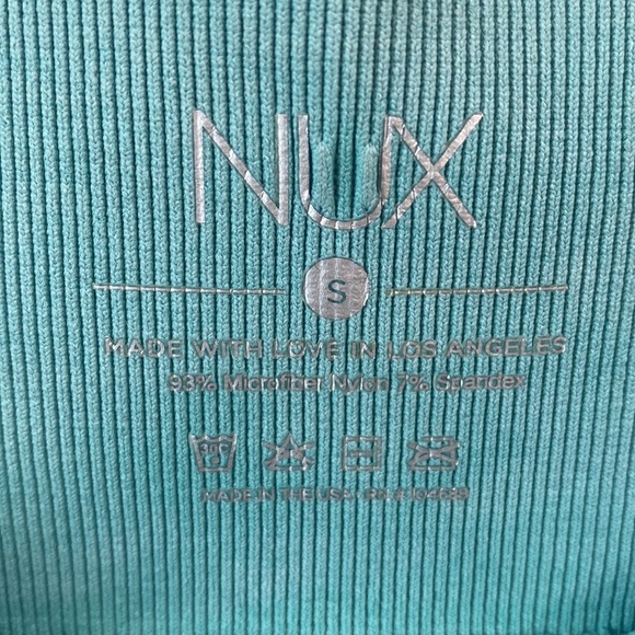 (A53) NUX mesh cropped aqua leggings, Size Small, NWT - Picture 5 of 9